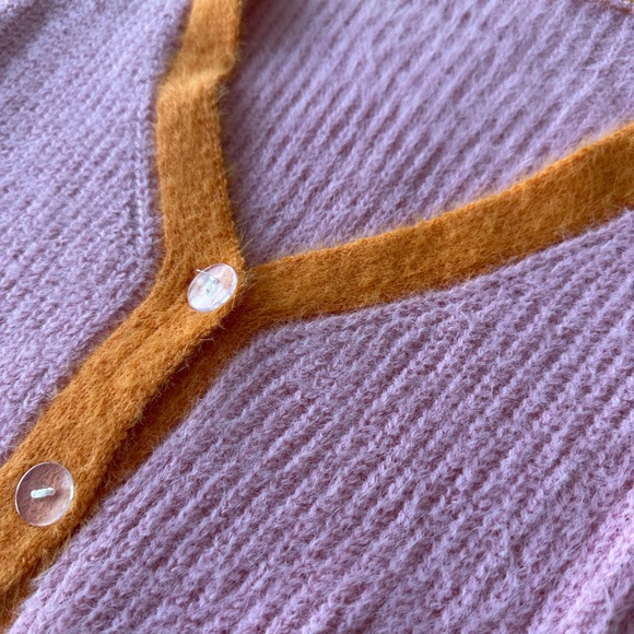 Pink and Orange Knit Button Down Crop Top - Picture 4 of 4